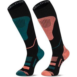 Wool Ski Socks 2 Pairs, Thermal Knee High Warm Socks for Snowboarding, Hiking